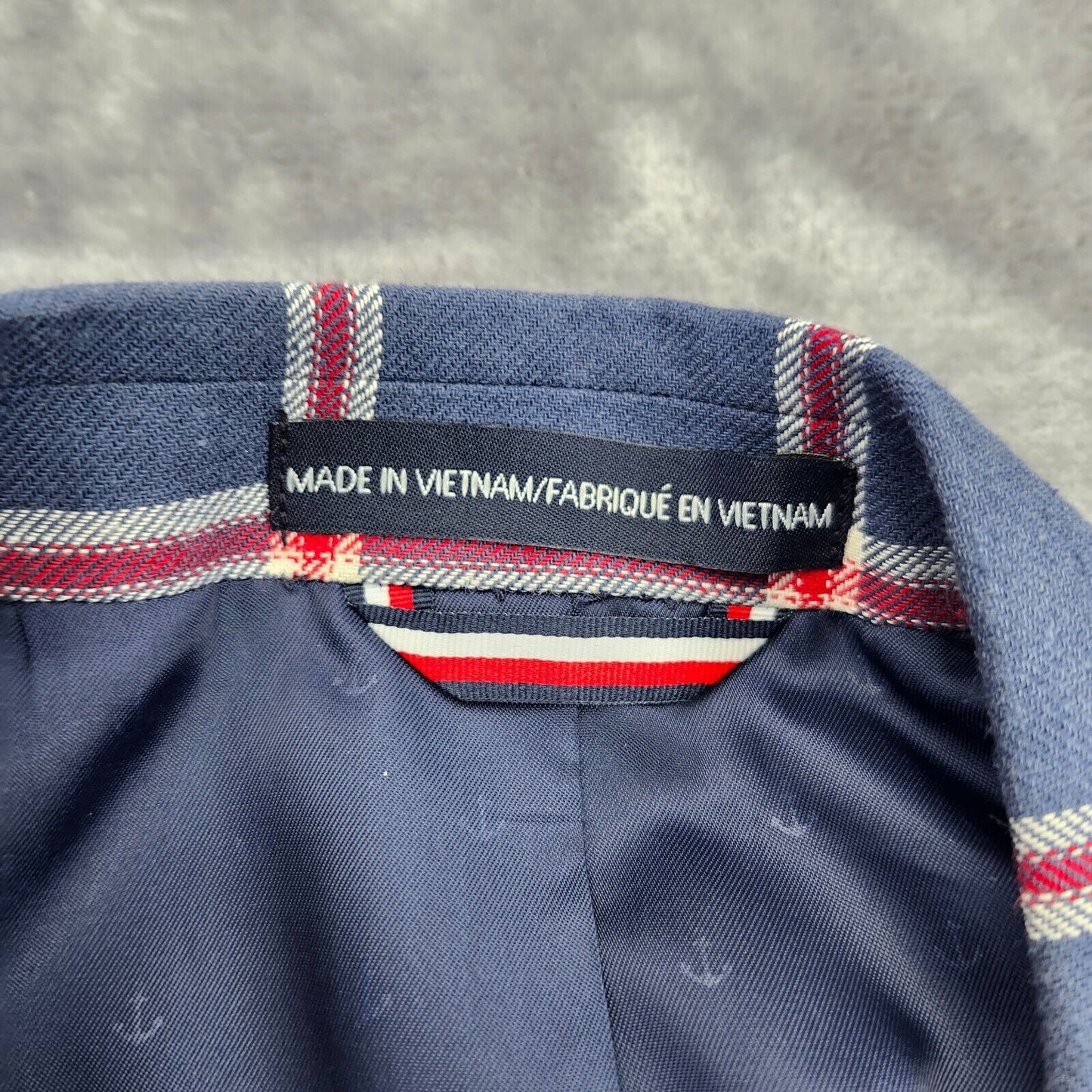 Tommy Hilfiger Mens Blazer Ethan Blue/Red E7152 L40 MSRP $295