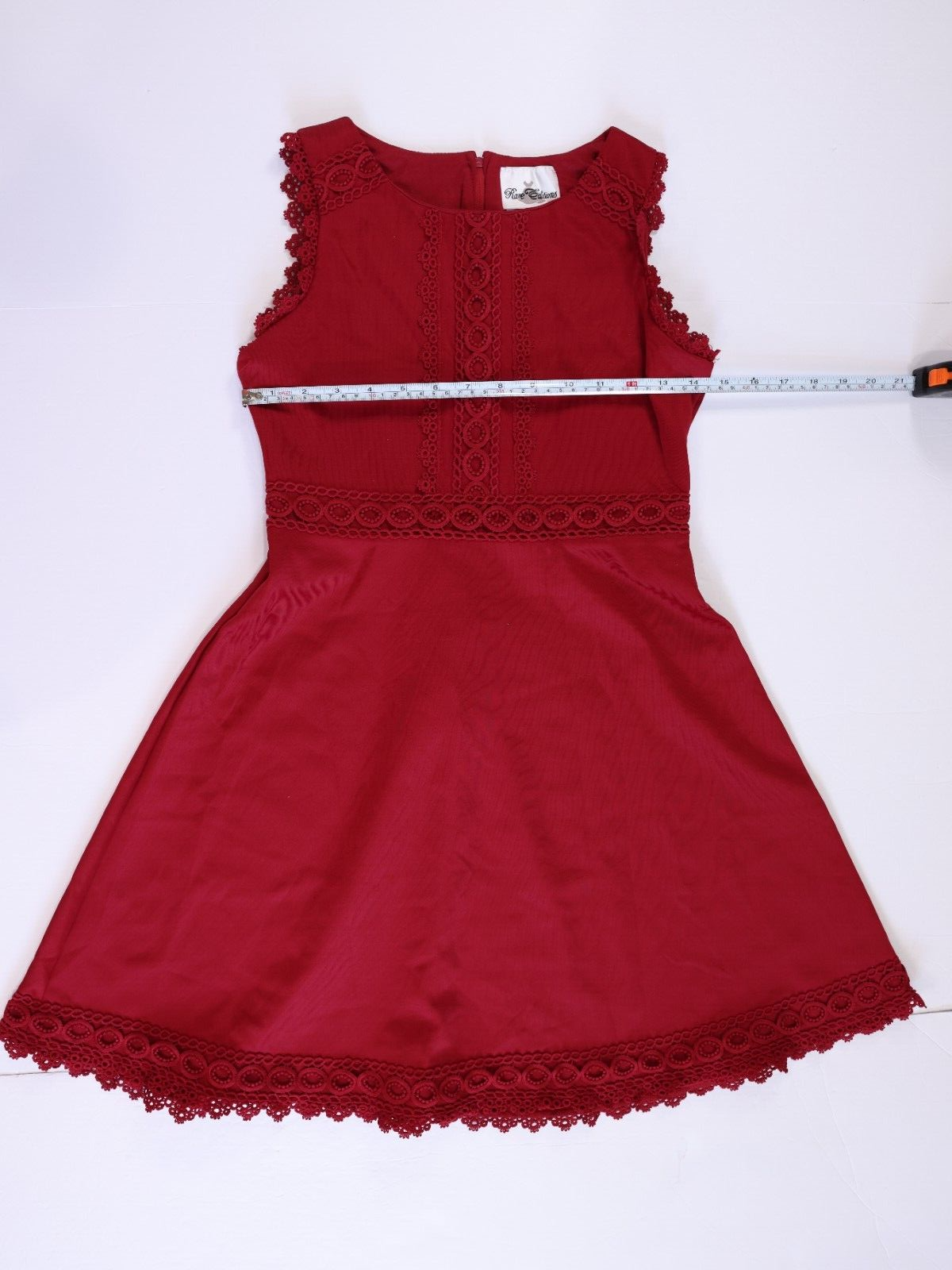Rare Editions Youth Girls Size 16 Sleeveless Lace Trim A Line Dress in Red