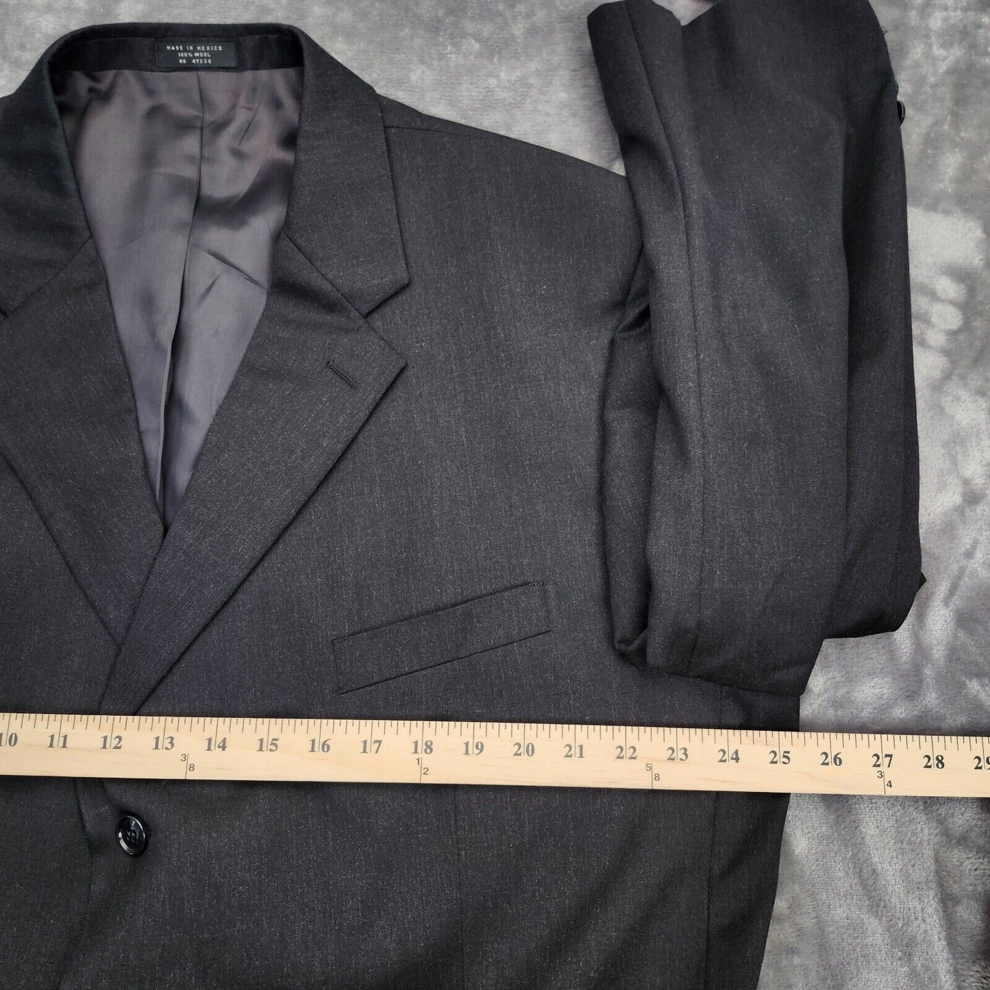 100% Wool Tuxedo Set Jacket Size 50 L, Pants 40x30
