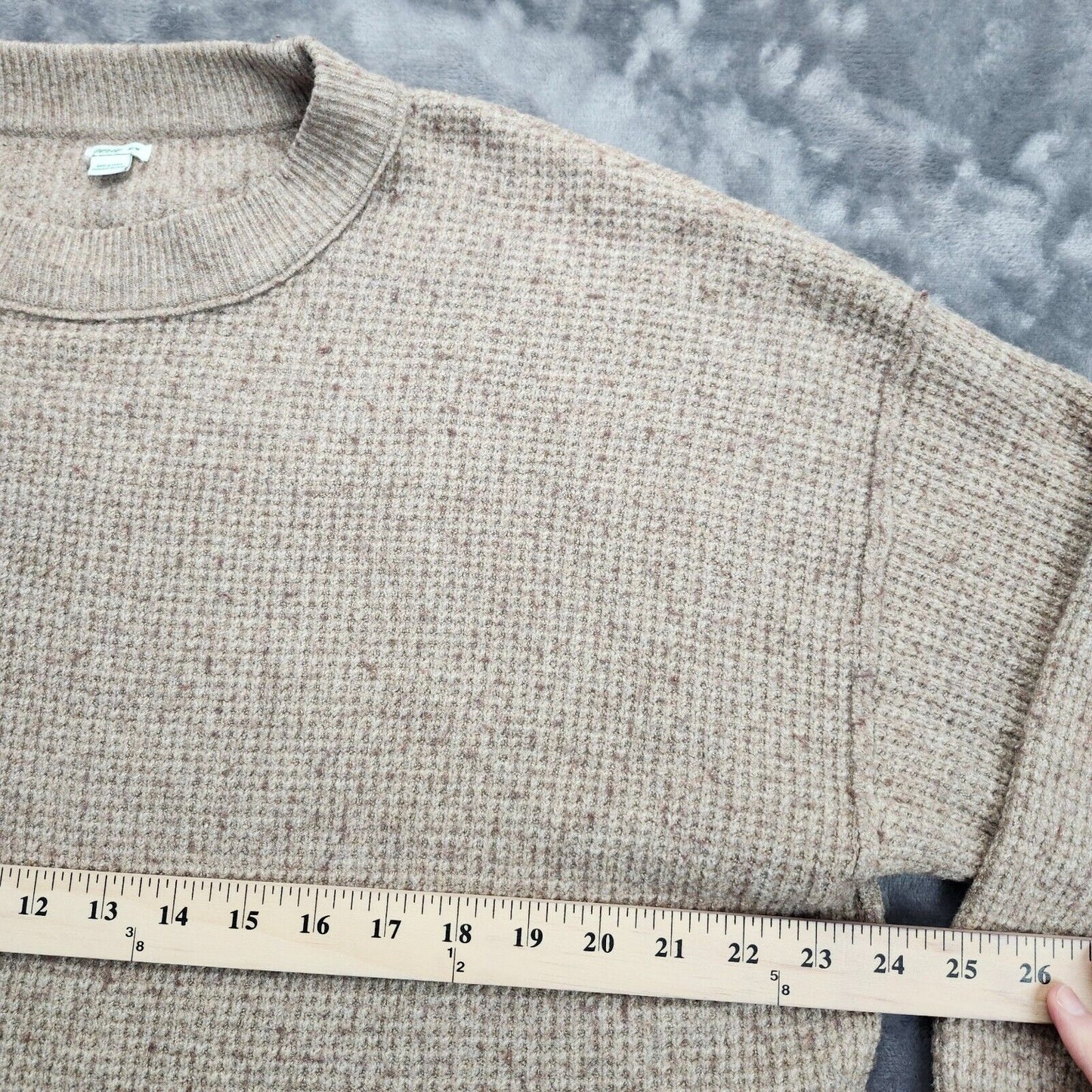 Aerie womens waffle knit oversized brown sweater size medium