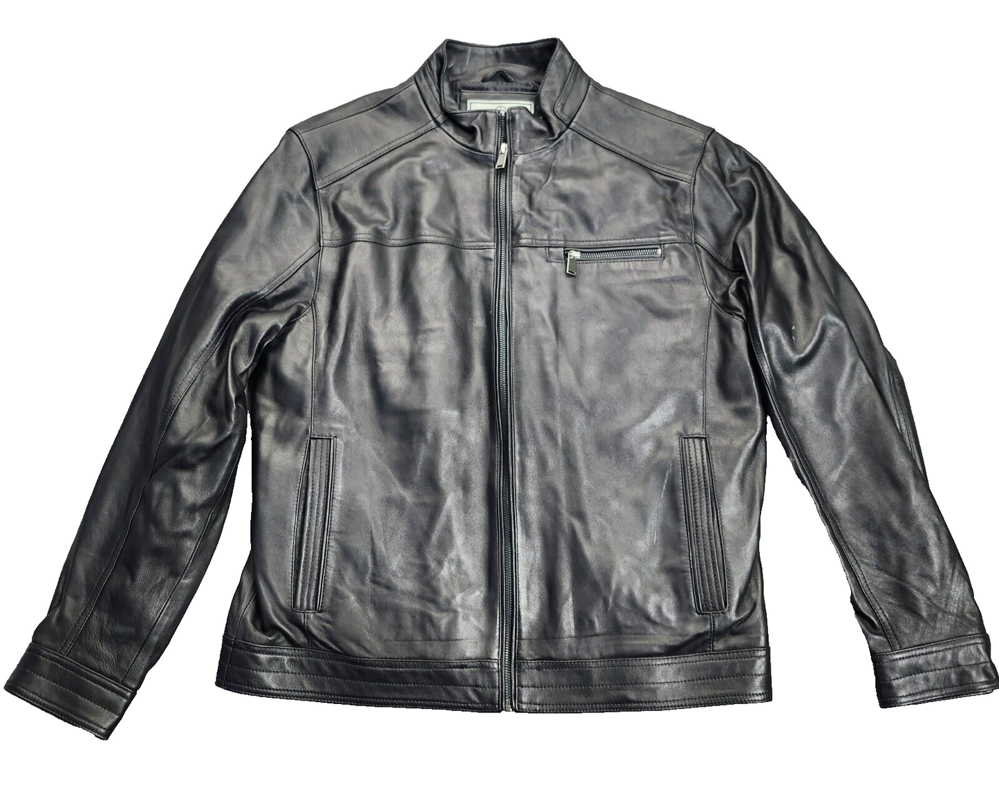 Boston Harbour Men's Genuine New Zealand Lambskin Leather Jacket, Black Medium