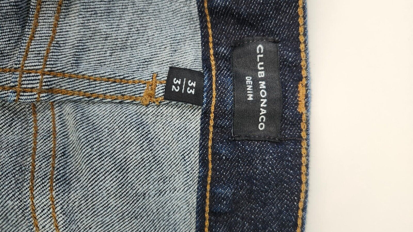 Club Monaco Mens Size 33x32 Blue Dark Wash Denim Straight Jeans
