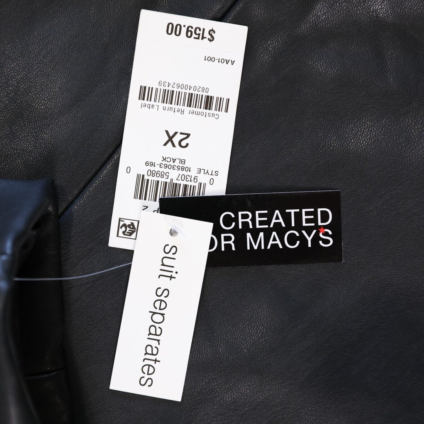 Bar 3 Womens Suit Seperates Black Leather Jacket Blazer Size 2X