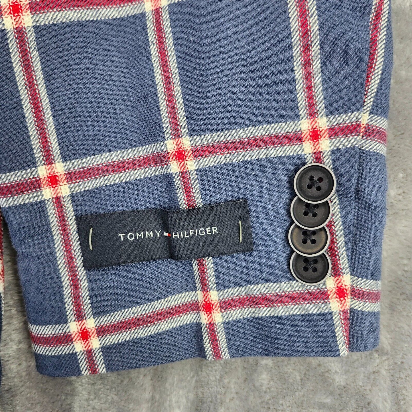 Tommy Hilfiger Mens Blazer Ethan Blue/Red E7152 L40 MSRP $295