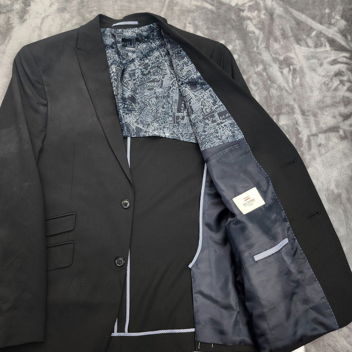 Ben Sherman Mens Cosser Suit Jacket Black Blazer 40 Regular