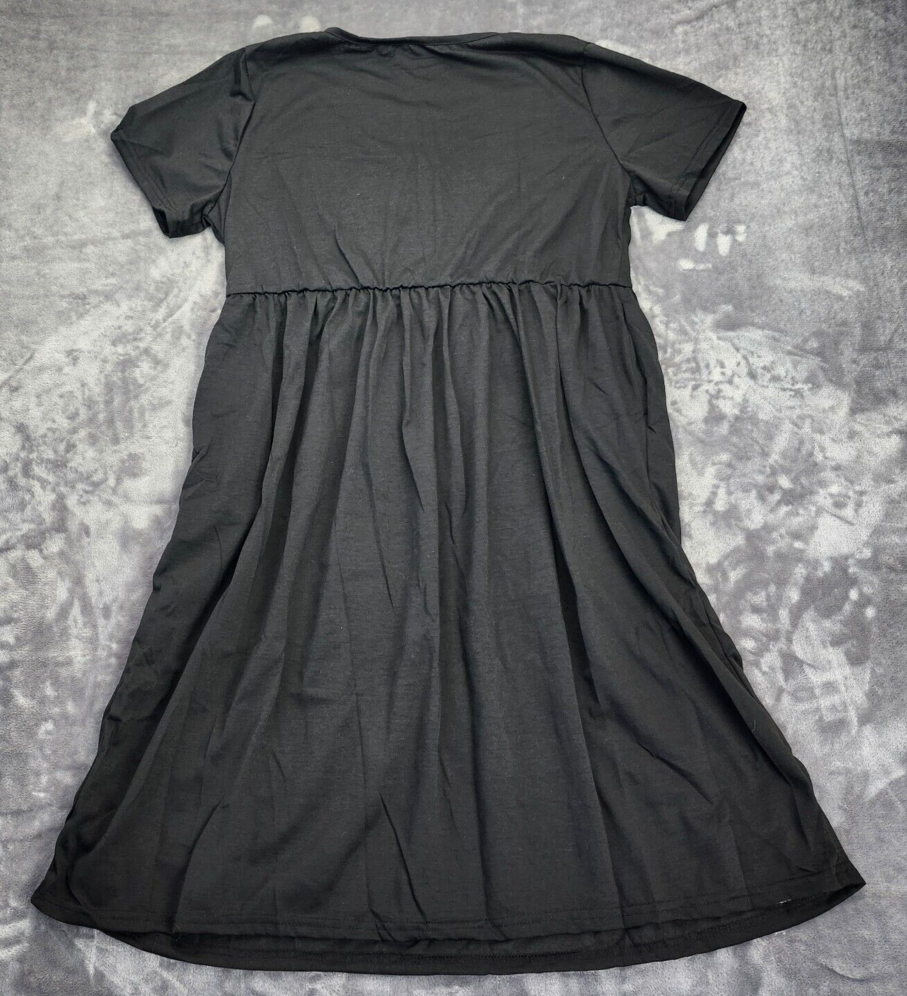 Women's Short Sleeve Babydoll Dress Black Size 2XL