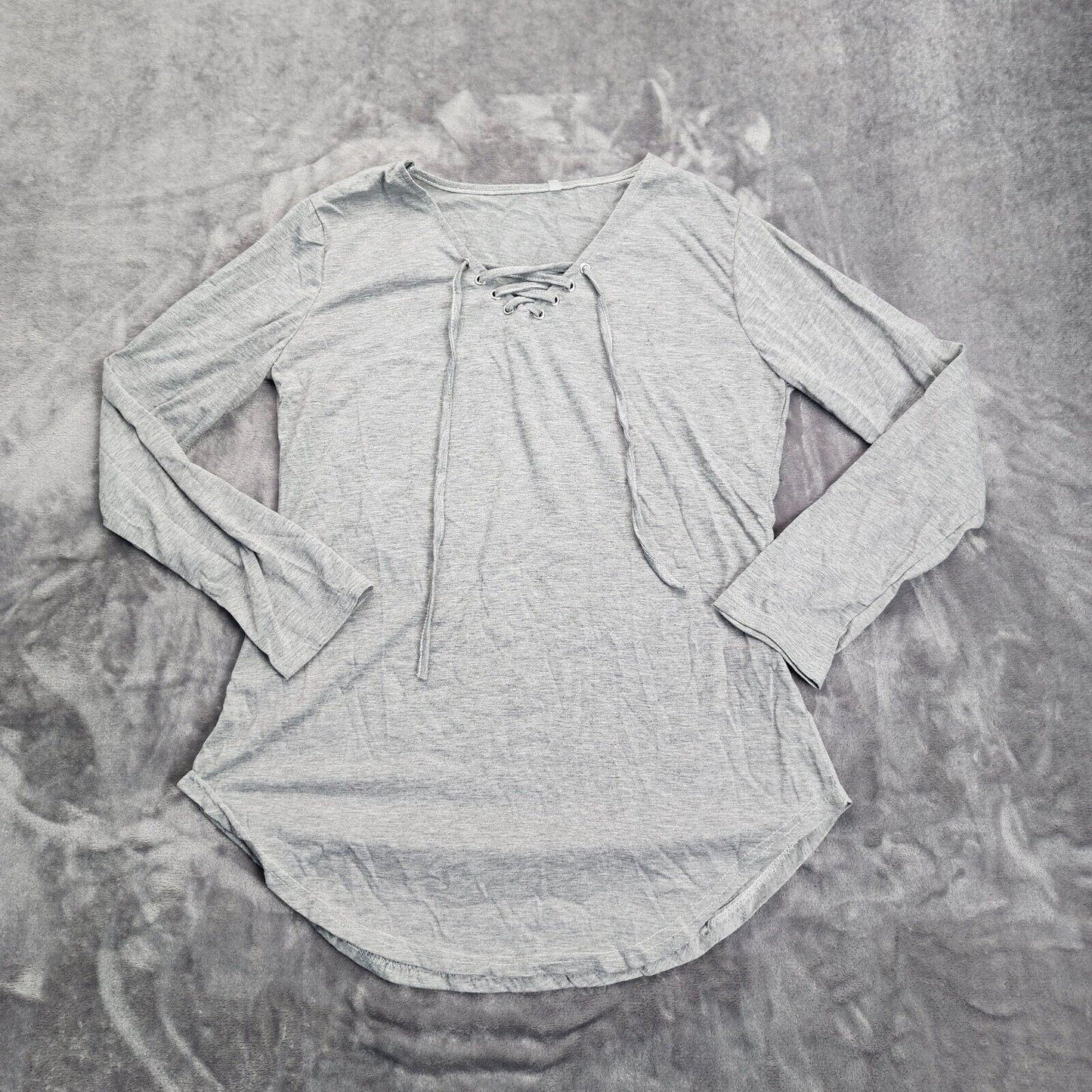 Nlife Women Long Sleeve Lace Up V Neck Long Sleeve Top XXL