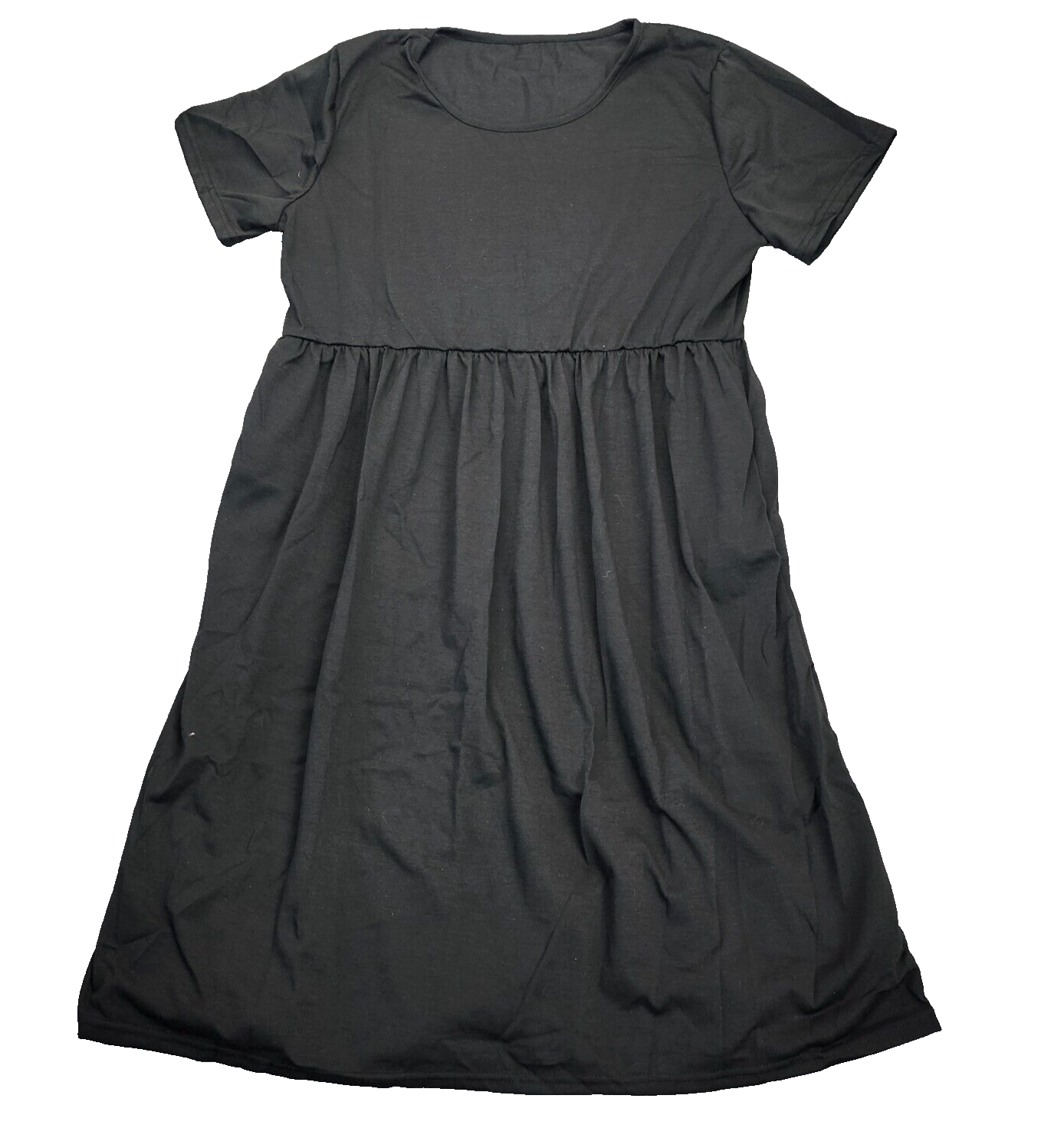 Women's Short Sleeve Babydoll Dress Black Size 2XL