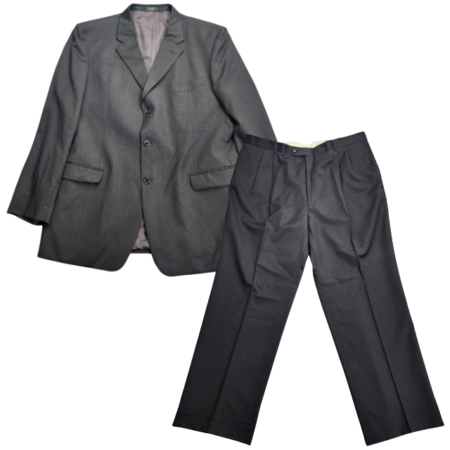 100% Wool Suit Set Jacket Size 52 X Long, Pants 46.5 X Long