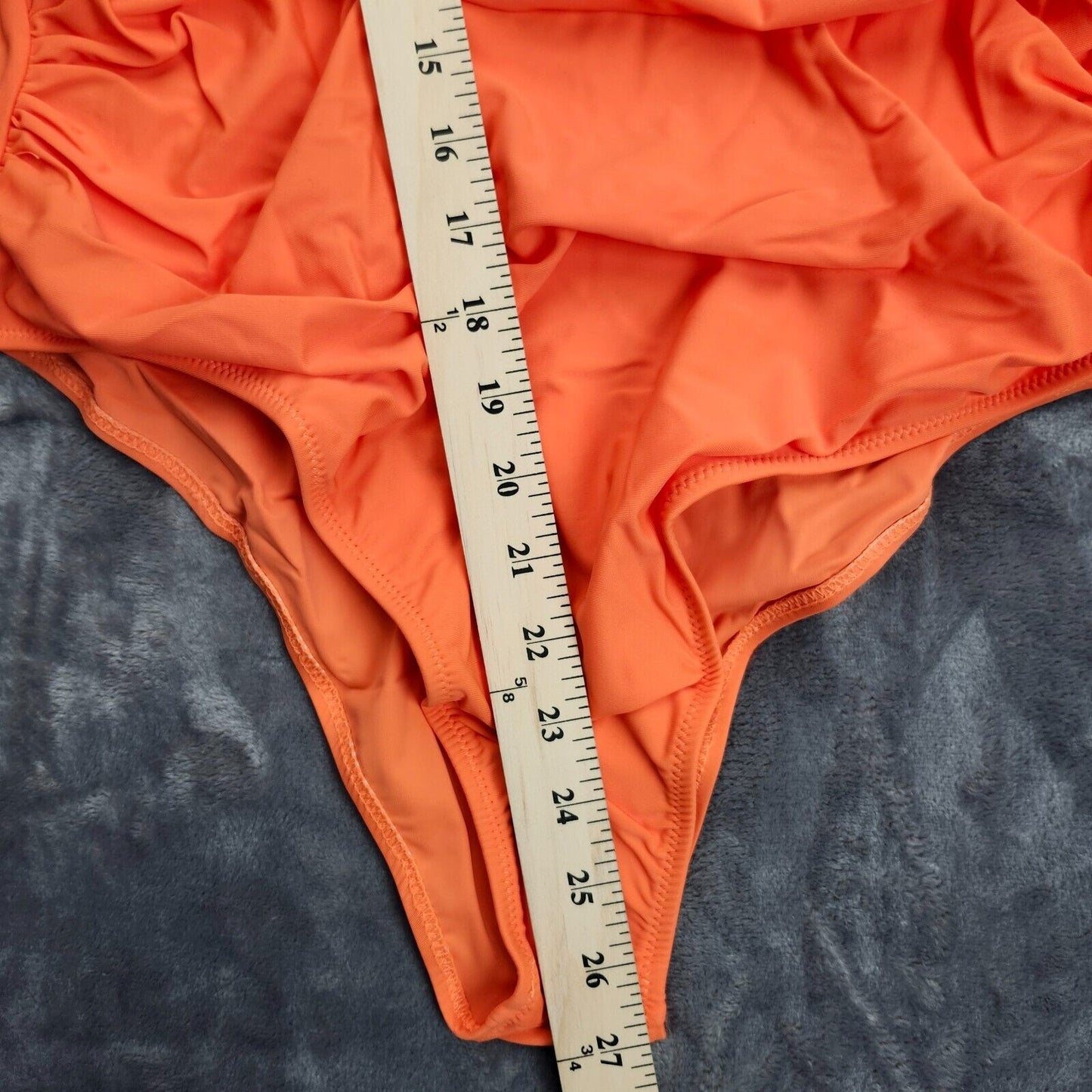 Cupshe Women's Orange Ruched One Piece Swimsuit Plunging Neckline Monokini, 2XL