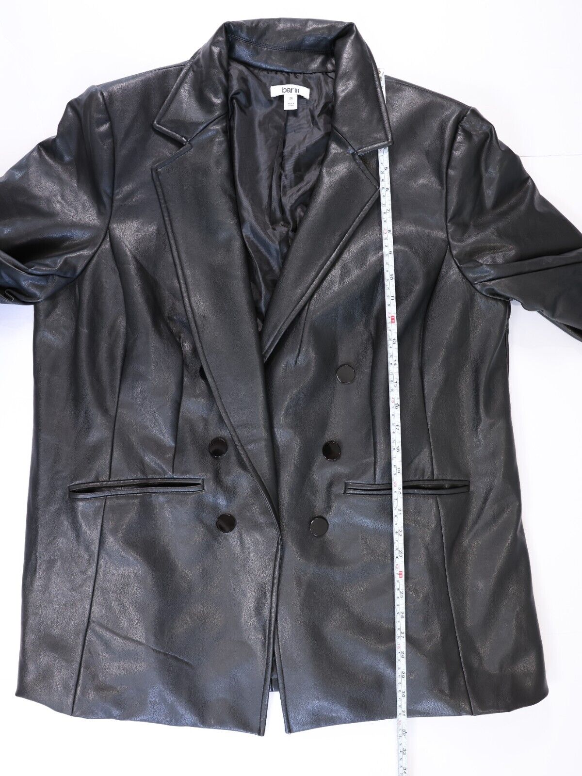 Bar 3 Womens Suit Seperates Black Leather Jacket Blazer Size 2X