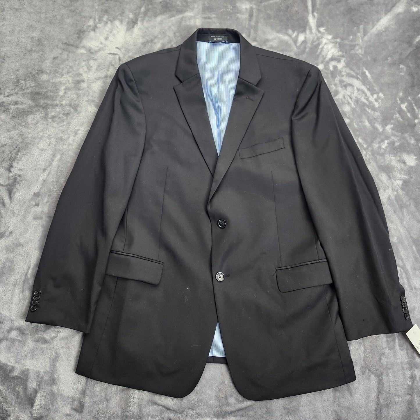 100% Wool Tommy Hilfiger Black Tuxedo Set Jacket 42 Regular, Pants 36 Regular