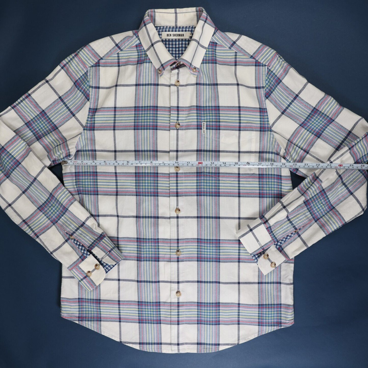 Ben Sherman Mens Button Down Patterned Shirt Size M Button Down Collar