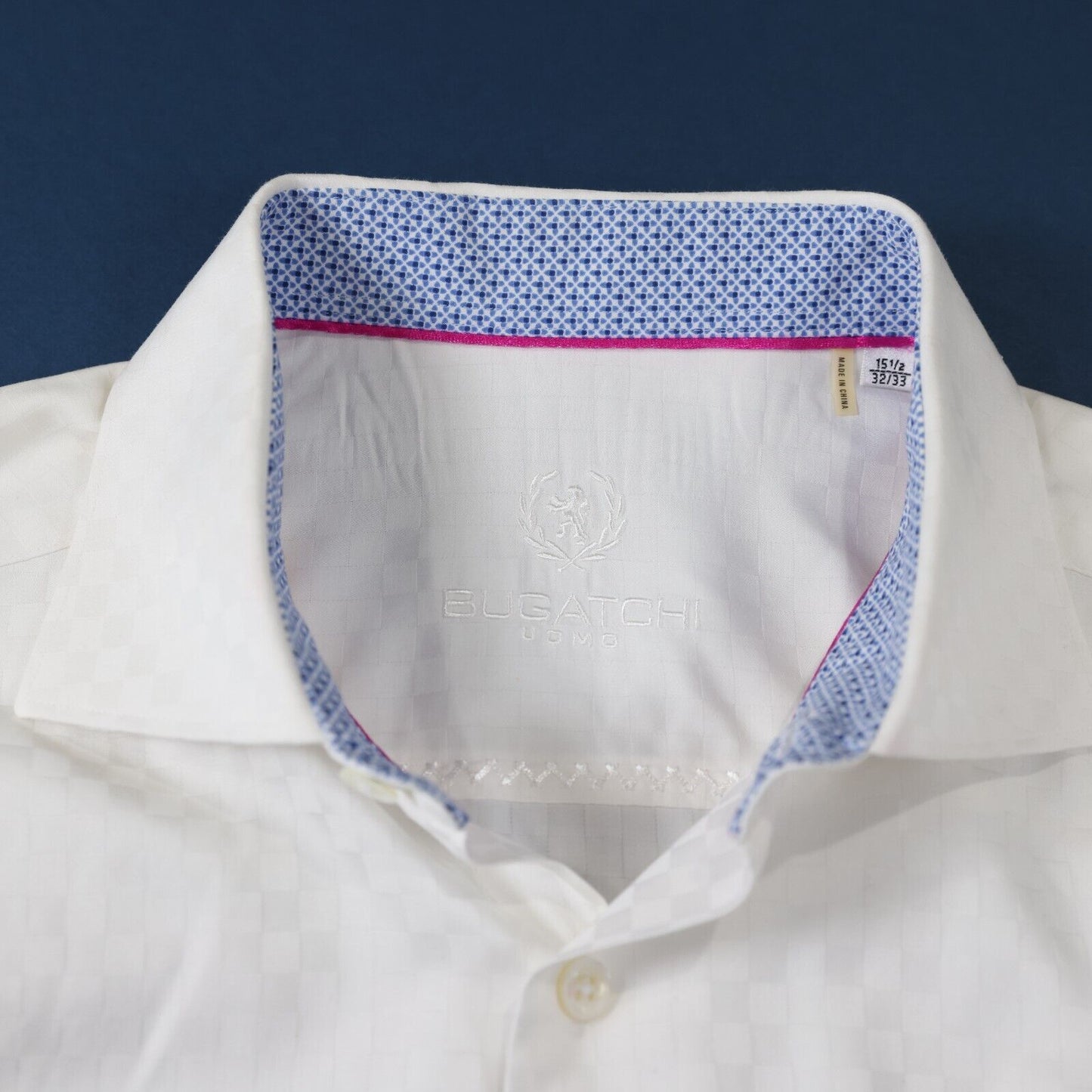 Bugati Uomo White Mens Shirt Pattern 15.5 32/33
