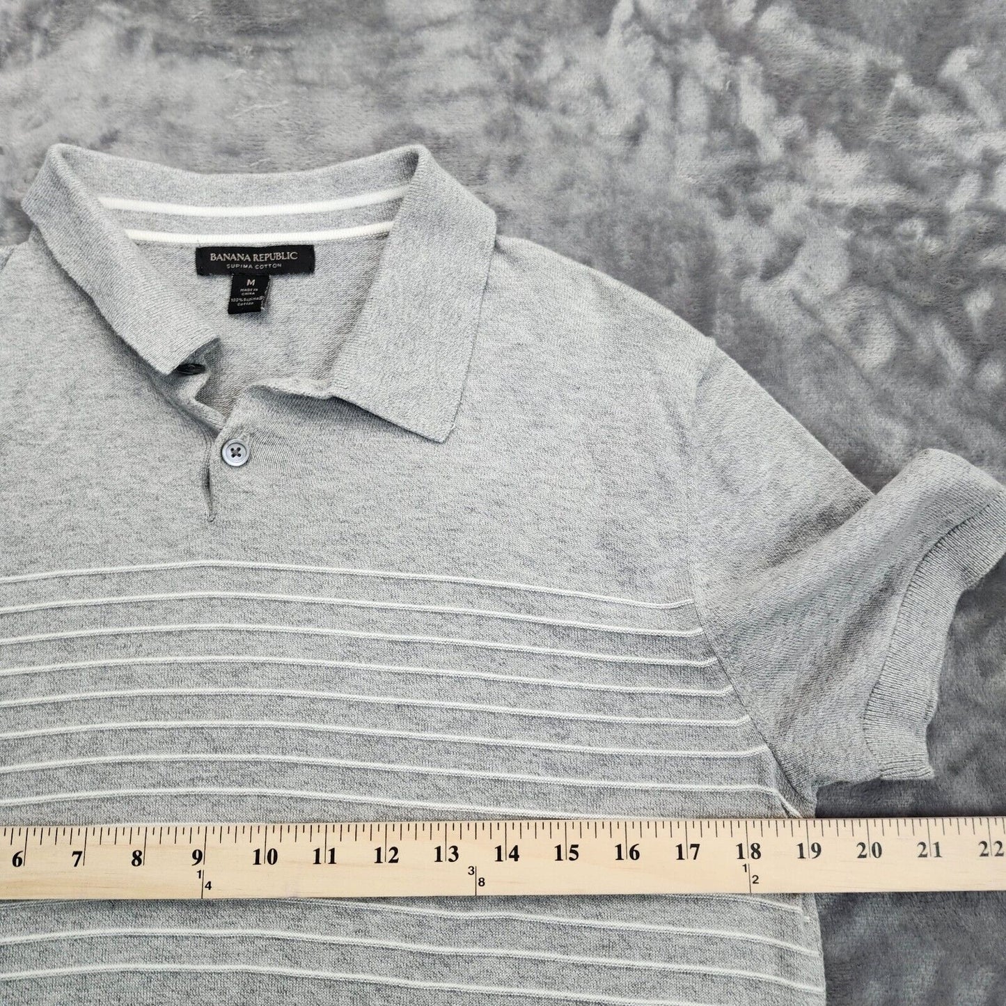 BANANA REPUBLIC SUPIMA COTTON Mens polo t shirt grey size medium