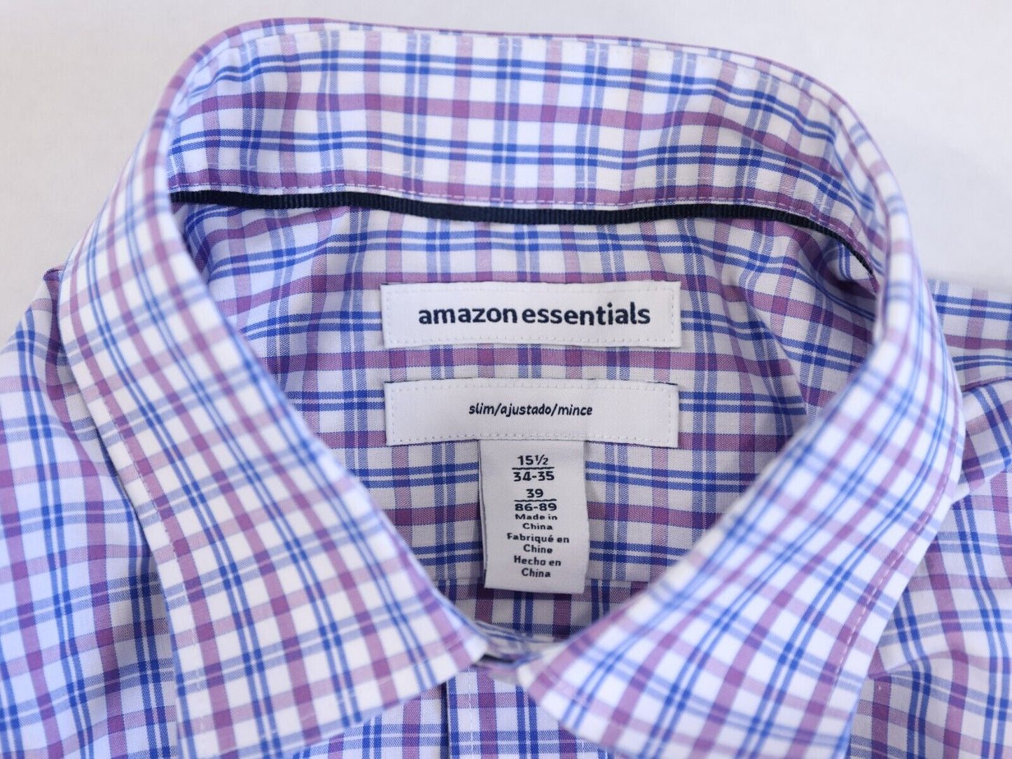 Amazon Essentials Button Down Slim Fit Dress Shirt check 15.5 34/35