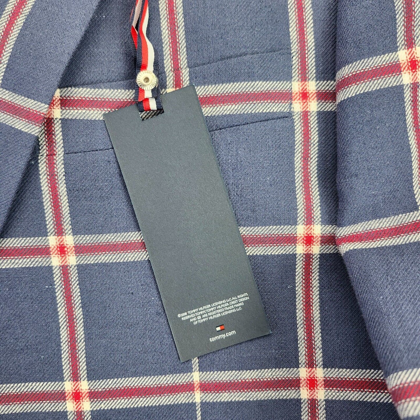 Tommy Hilfiger Mens Blazer Ethan Blue/Red E7152 L40 MSRP $295