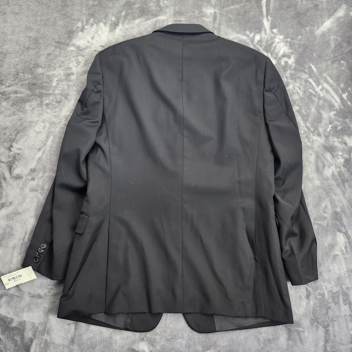 100% Wool Tommy Hilfiger Black Tuxedo Set Jacket 42 Regular, Pants 36 Regular