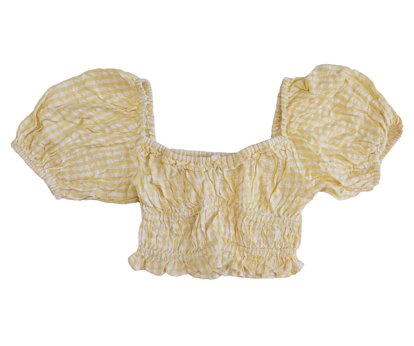 And Now This Women's Sweetheart Neckline Cotton Crop Top Yellow Gingham Size S