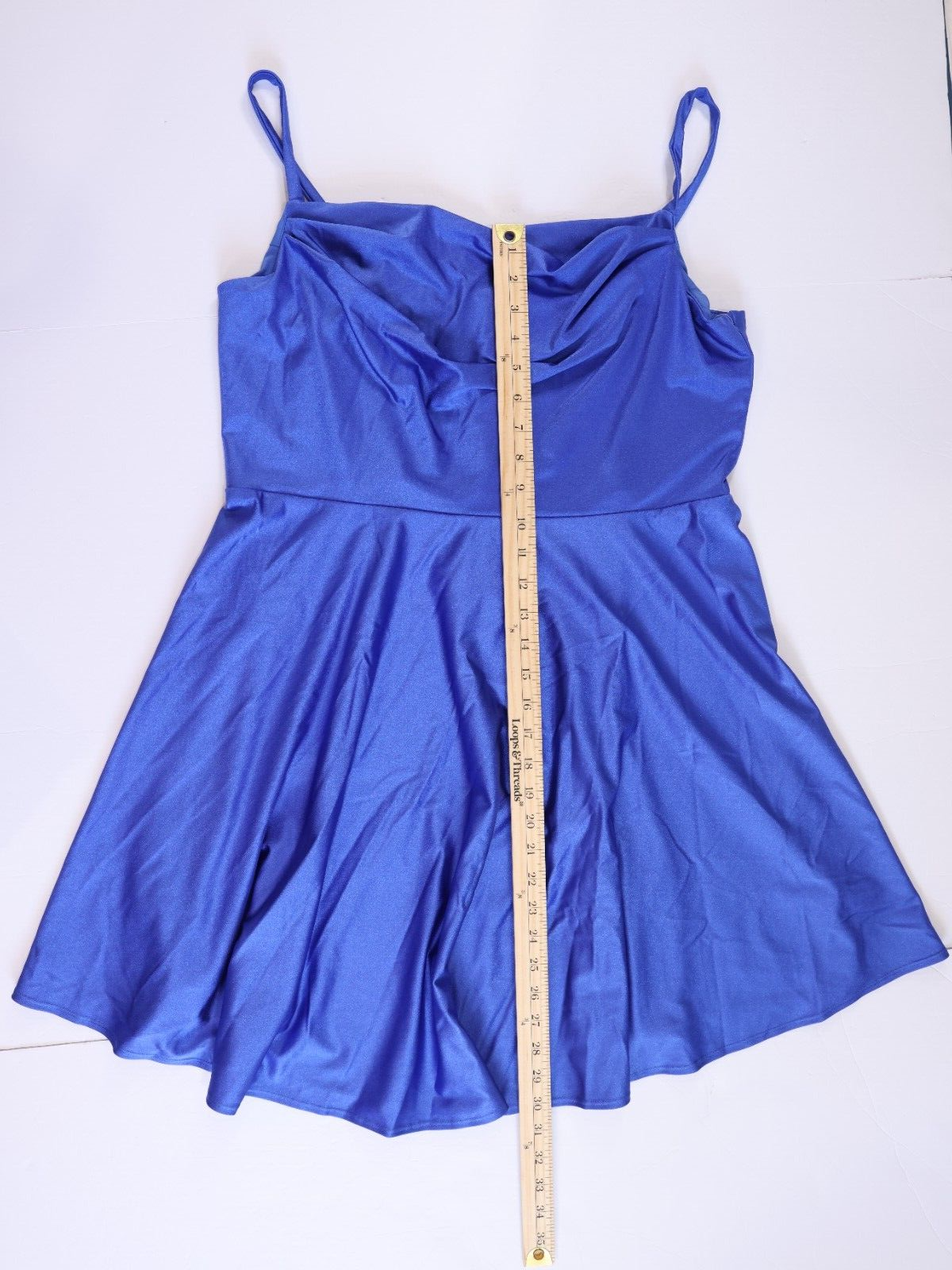 City Studio Trendy Plus Size Cowlneck Fit & Flare Dress Blue Sz 16W