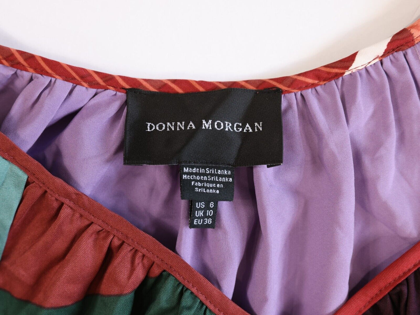Donna Morgan Dress Wrap Belted Colorful Dress Size 6 (d8054m)