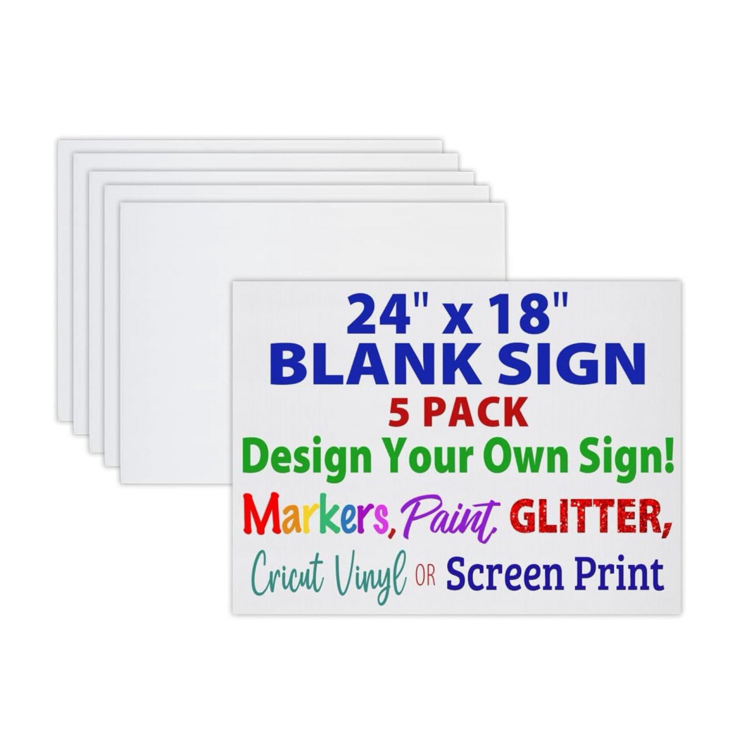 24x18 White Plastic Corrugated White Plastic Sheets Great for Signs 5 PACK