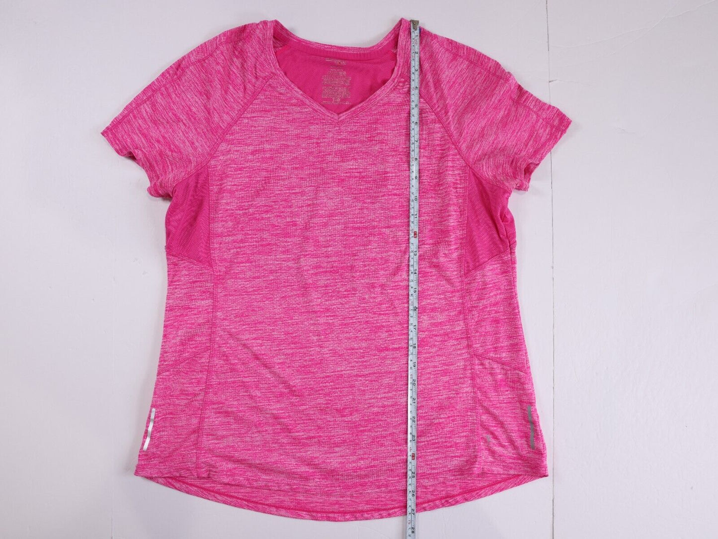 Danskin Now Shirt Womens XL Pink Active Top Short Sleeve Semi Fitted Dri More