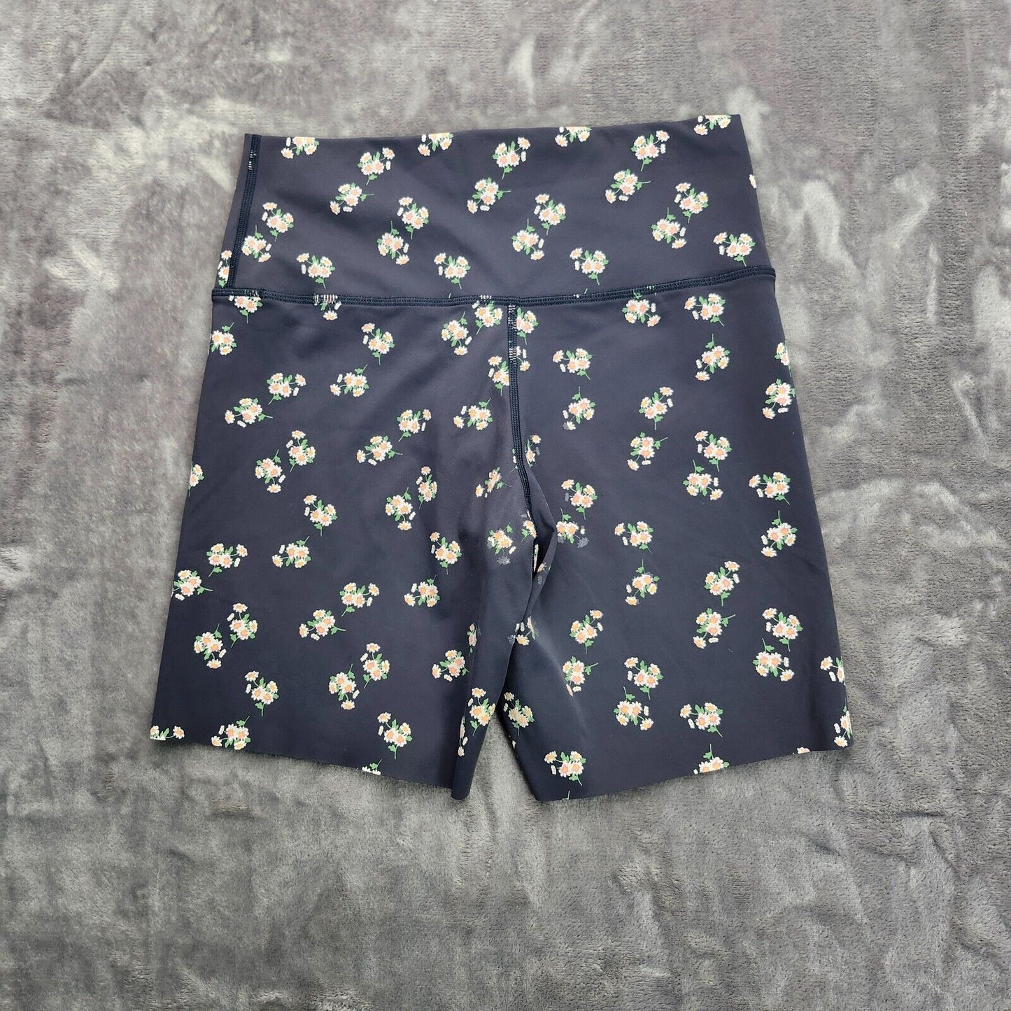 Aerie Offline Blue Gray Floral Biker Shorts Large Womens Athleisure Active