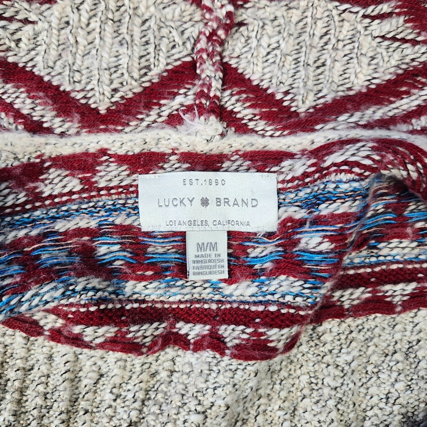 LUCKY BRAND OPEN FRONT CARDIGAN SWEATER SOUTH WESTERN PRINT AZTEC MEDIUM