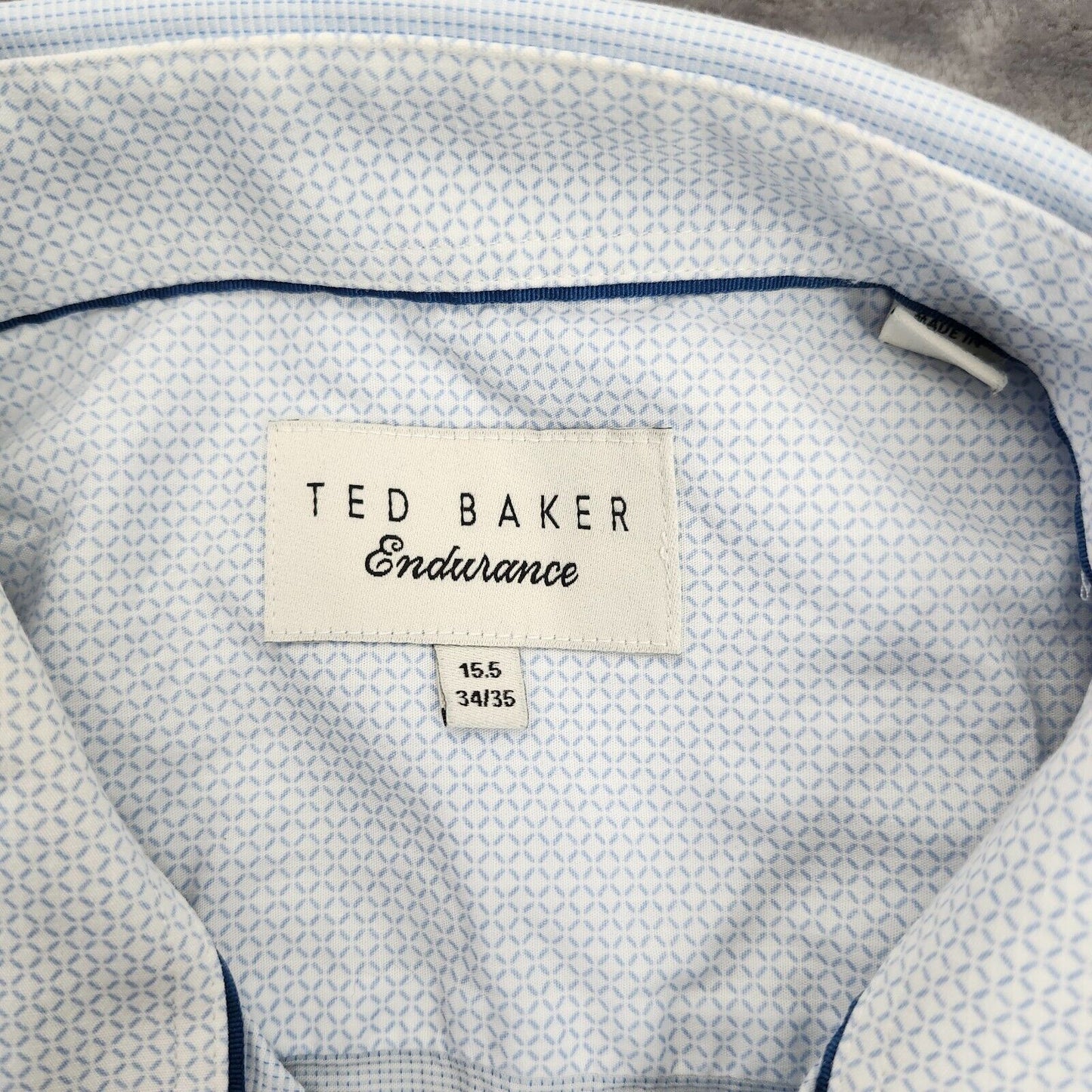 Ted Backer Endurance Mens Button Up Dress Shirt 15.5 34/35 Light blue Birds eye