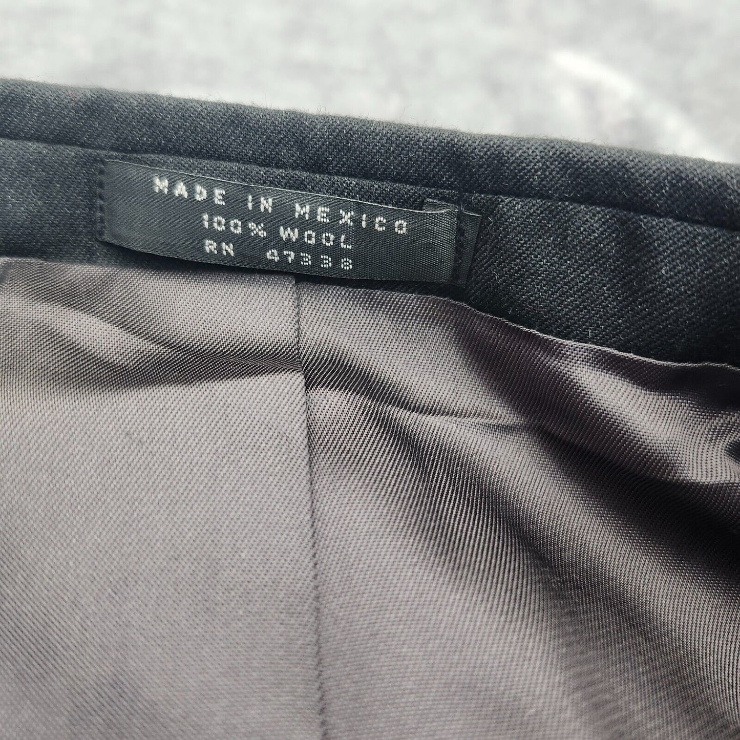 Mens 100% Wool Suit Set Black Jacket 48 Long, Pants 34 Waist