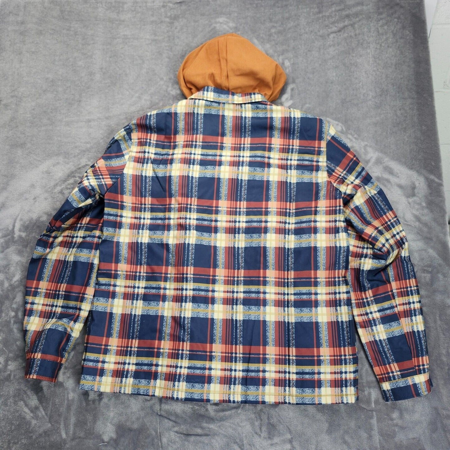 Mens Hooded Plaid Coats Warm Padded Zip-Up Jacket Size XXL