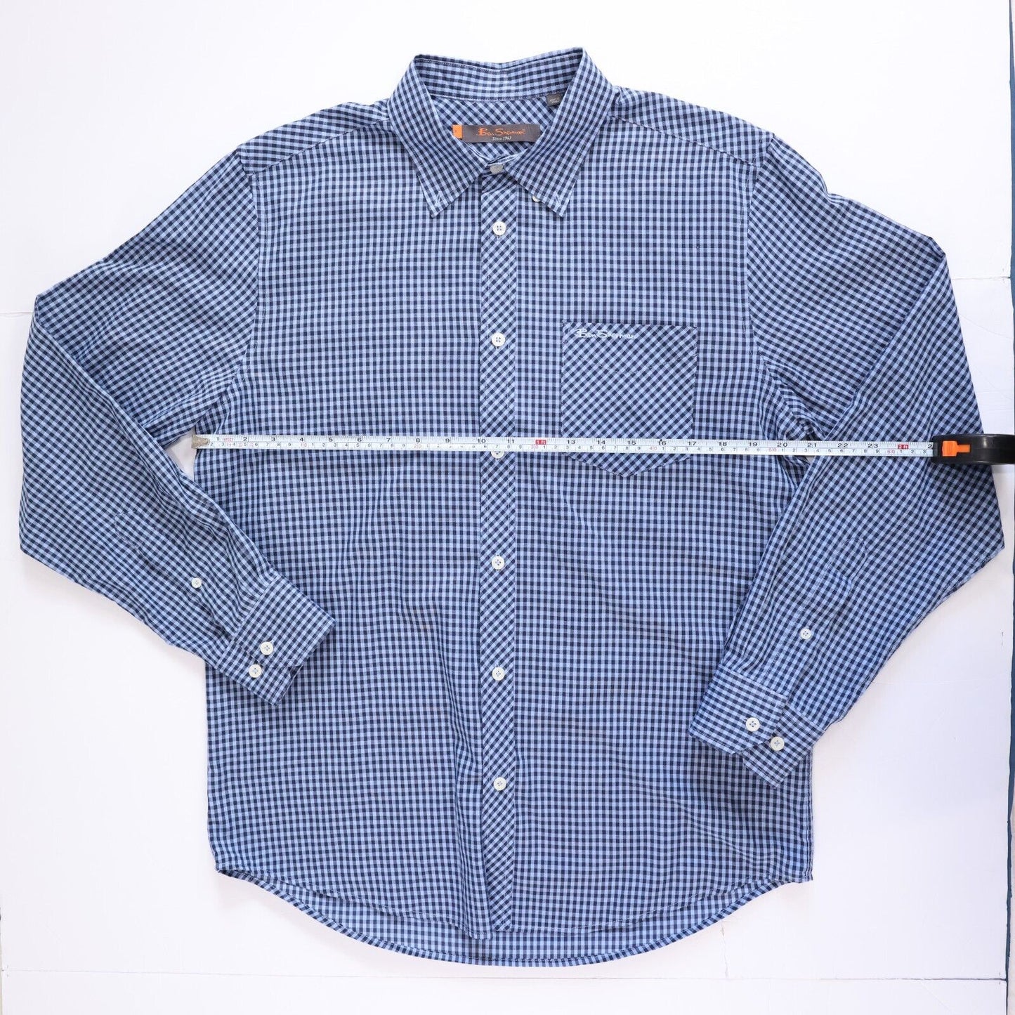 Ben Sherman Blue Checked Button Down Long Sleeve Mens Medium
