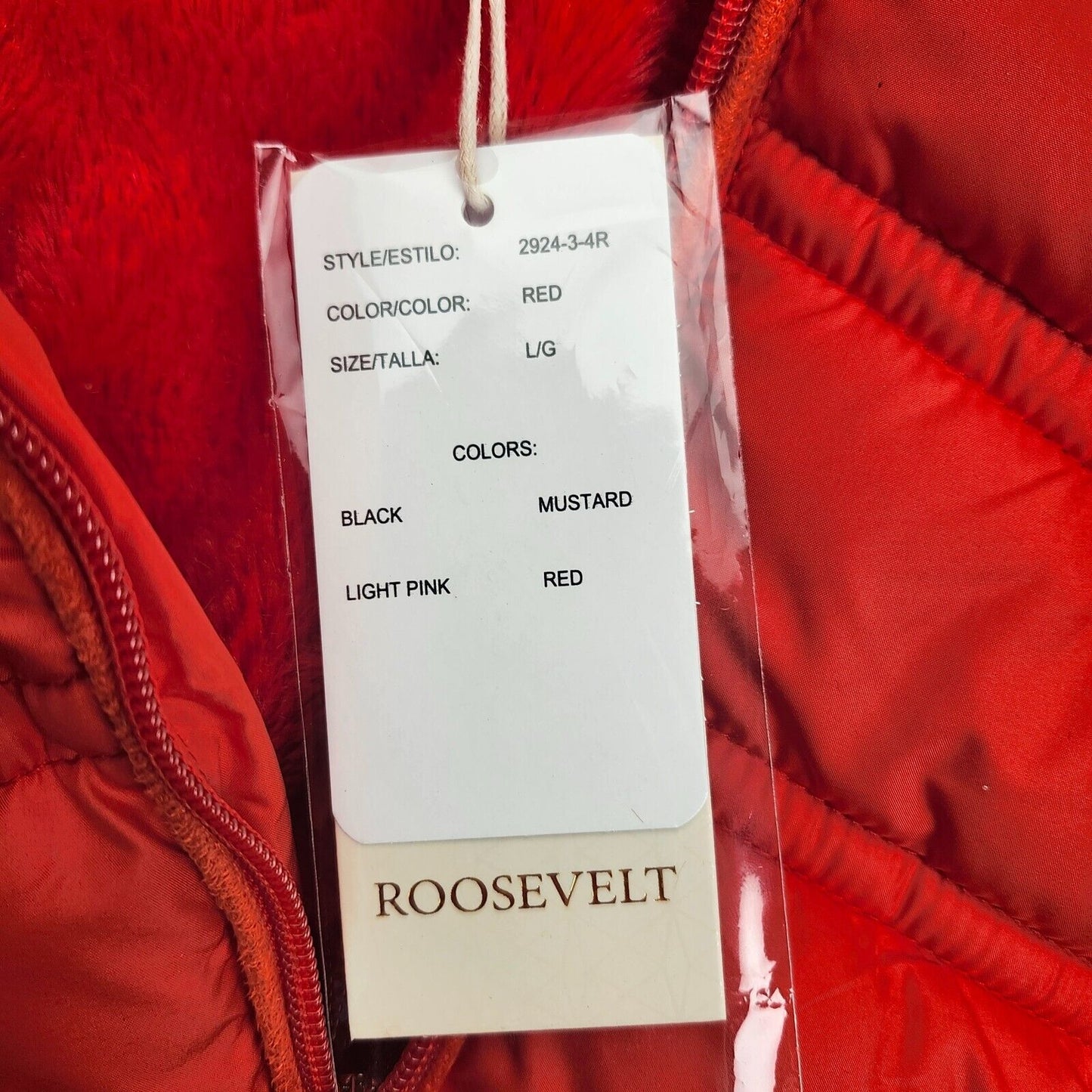 Roosevelt American College Womens Red Puffer Jacket Size Large