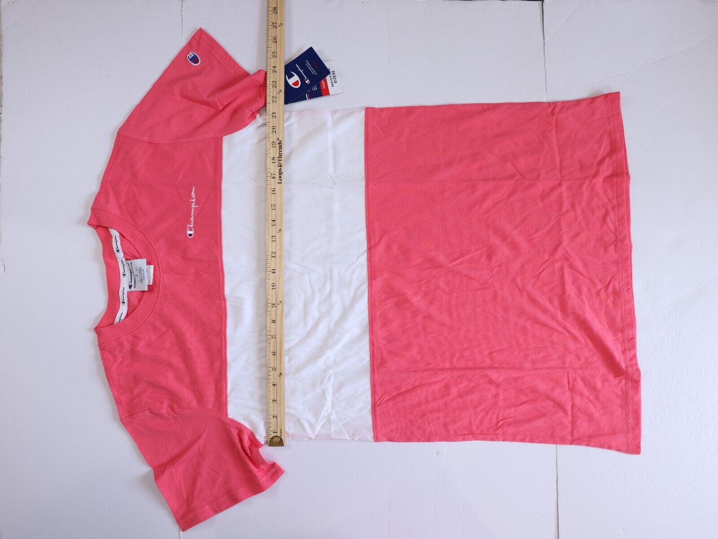 NEW Champion Mens Pink and White Tee Shirt Size L