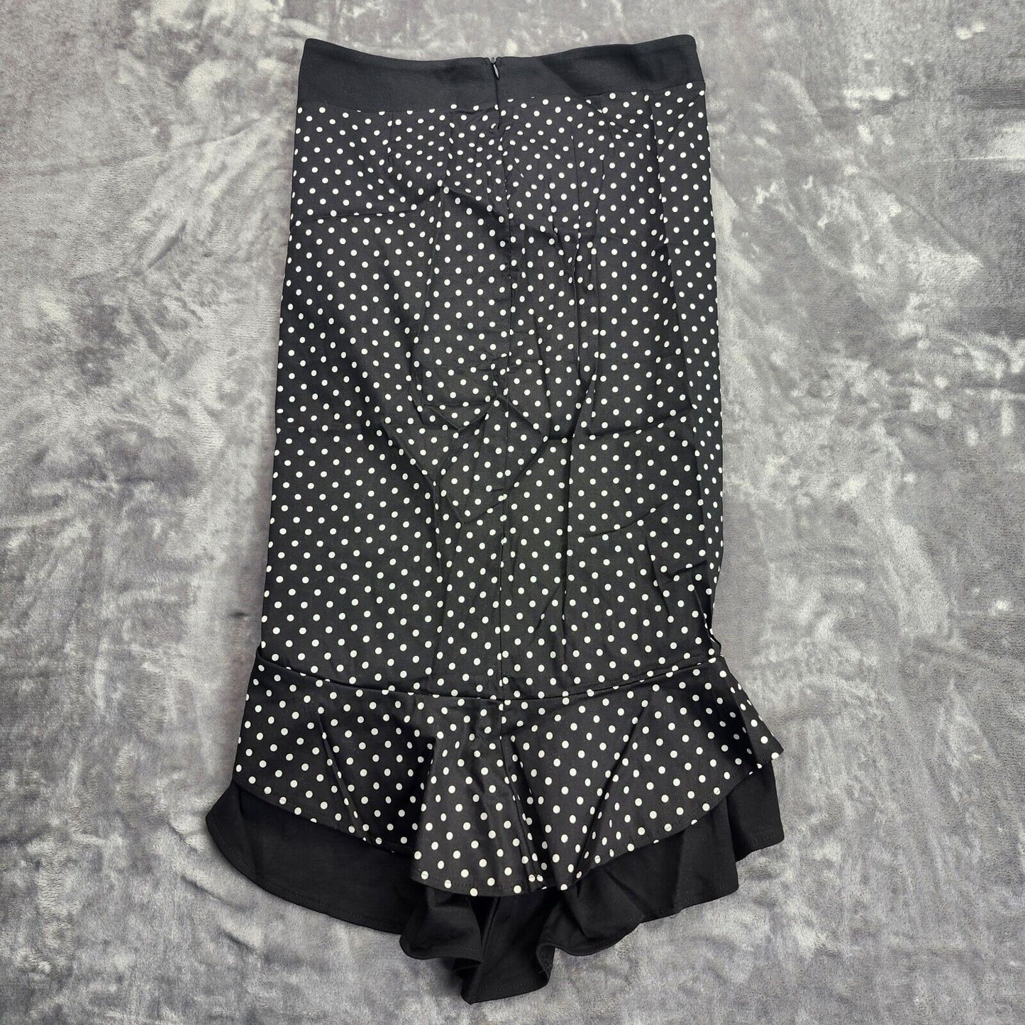 Womens Long Polka Dot Skirt with ruffle bottom size Large