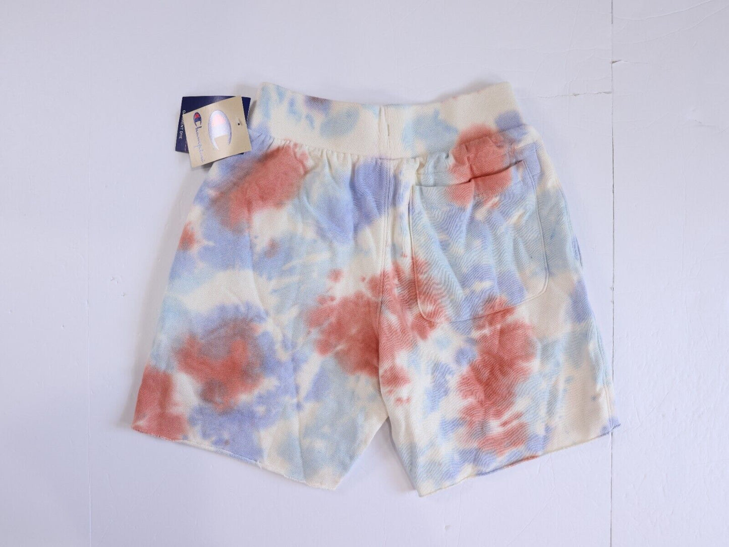 Champion Mens 6 inch Sport Shorts Blue Red XS Large Tie Dye Pockets NWT