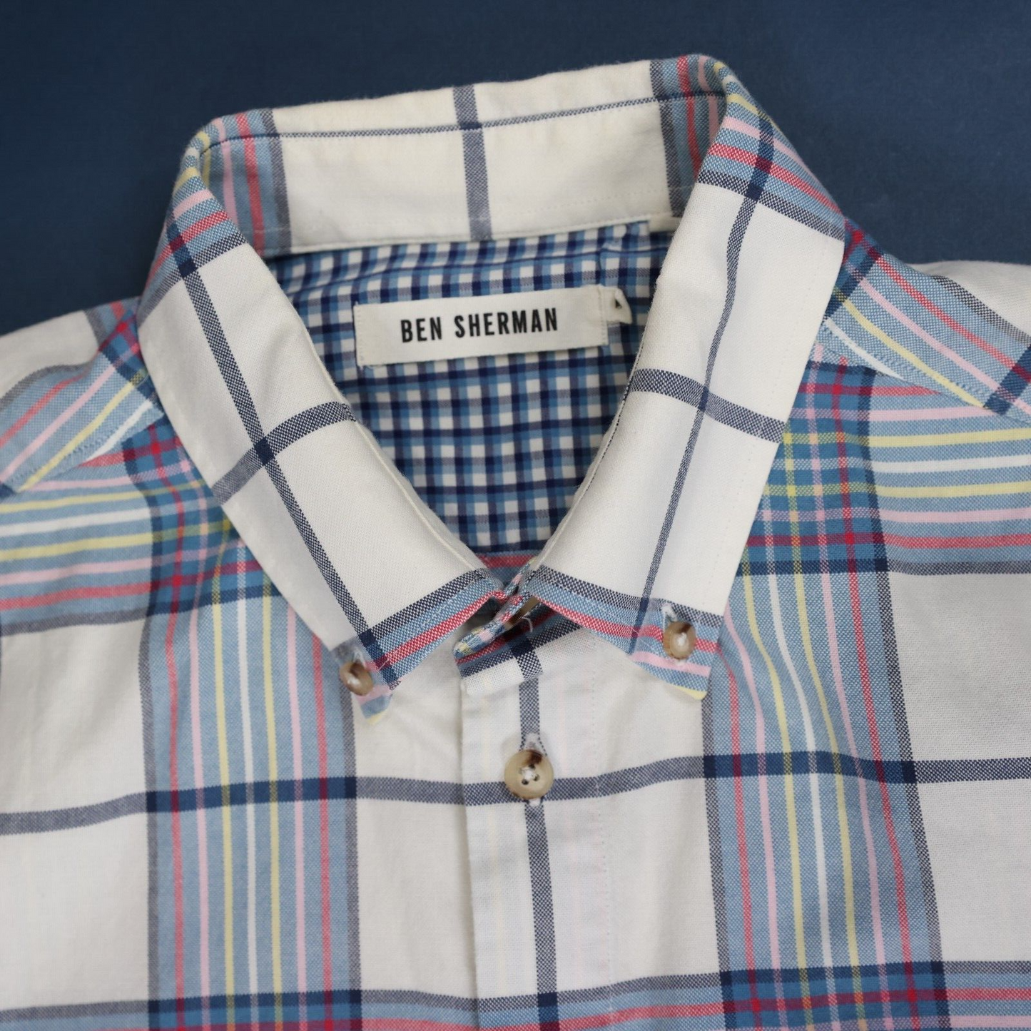 Ben Sherman Mens Button Down Patterned Shirt Size M Button Down Collar
