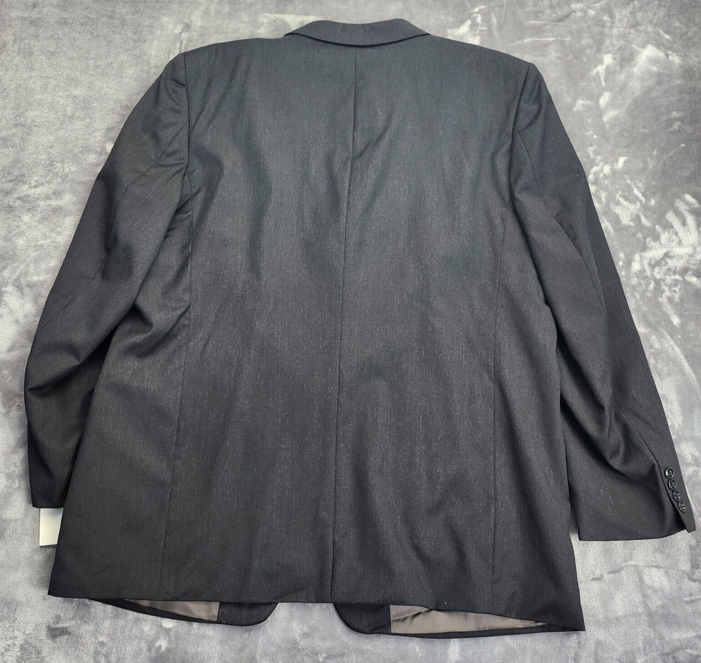 Men's 100% Wool Black Striped Suit Set Jacket with Peak Lapel Size XL52 W46.5