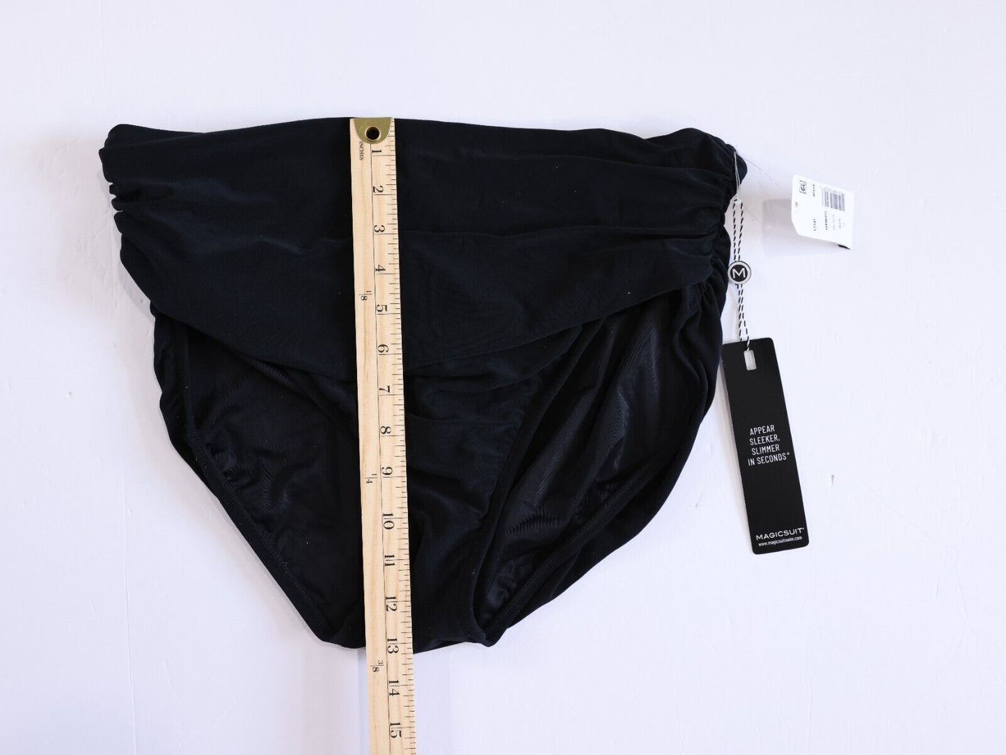 NWT Magicsuit Ruched Bikini Black Bottoms High Rise Tummy Slimming Size 18 NEW