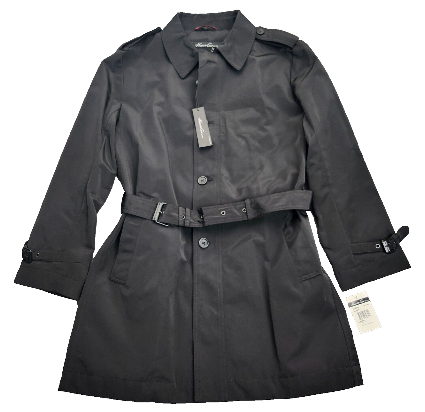 NWT Kenneth Cole NY Mens Rain Jacket Trench Coat Rado Black size Medium 40-42
