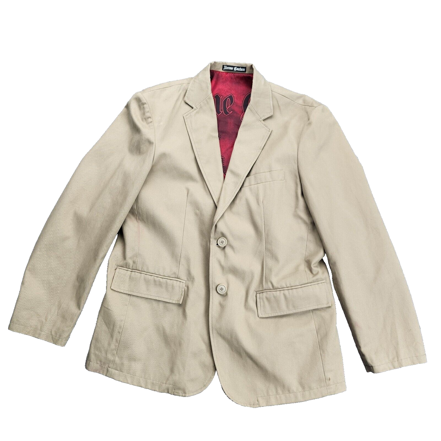 Xtreme Couture Men's M 40/42 Sport Coat Tan Embroidery Appliqués 2 buttons