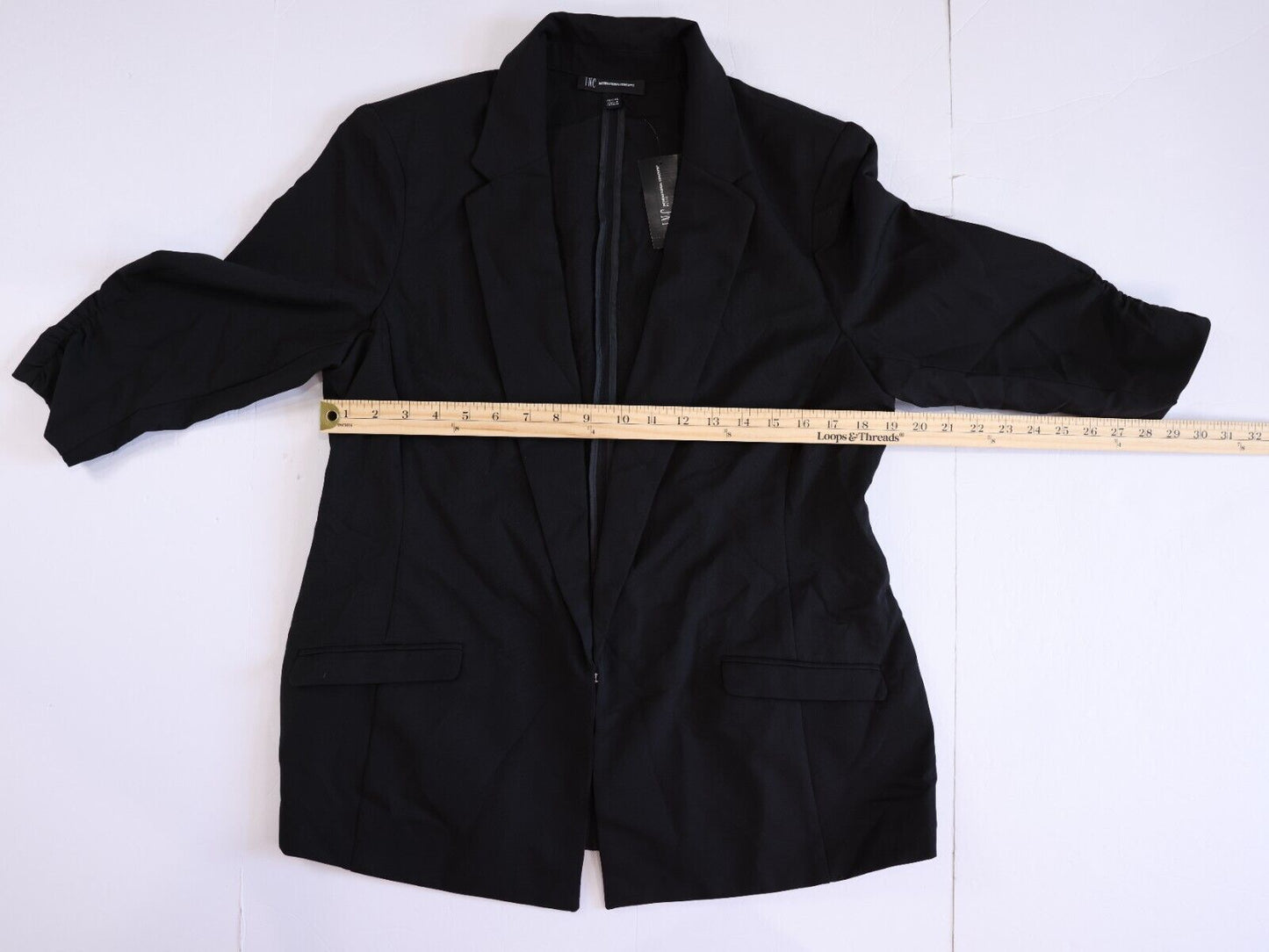 NWT I.N.C Womens Black Blazer 3/4 sleeve Size PXL