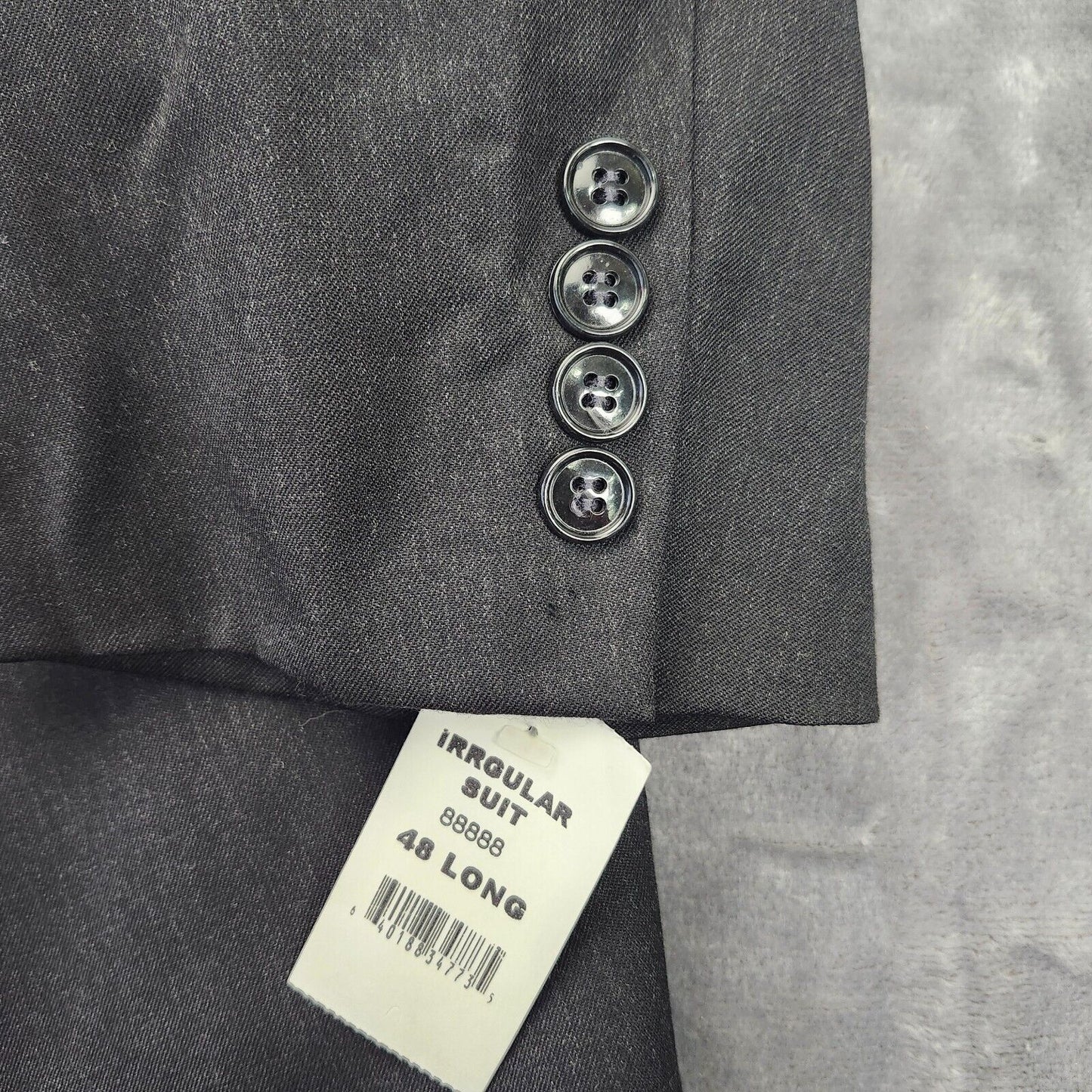 Mens 100% Wool Suit Set Black Jacket 48 Long, Pants 34 Waist