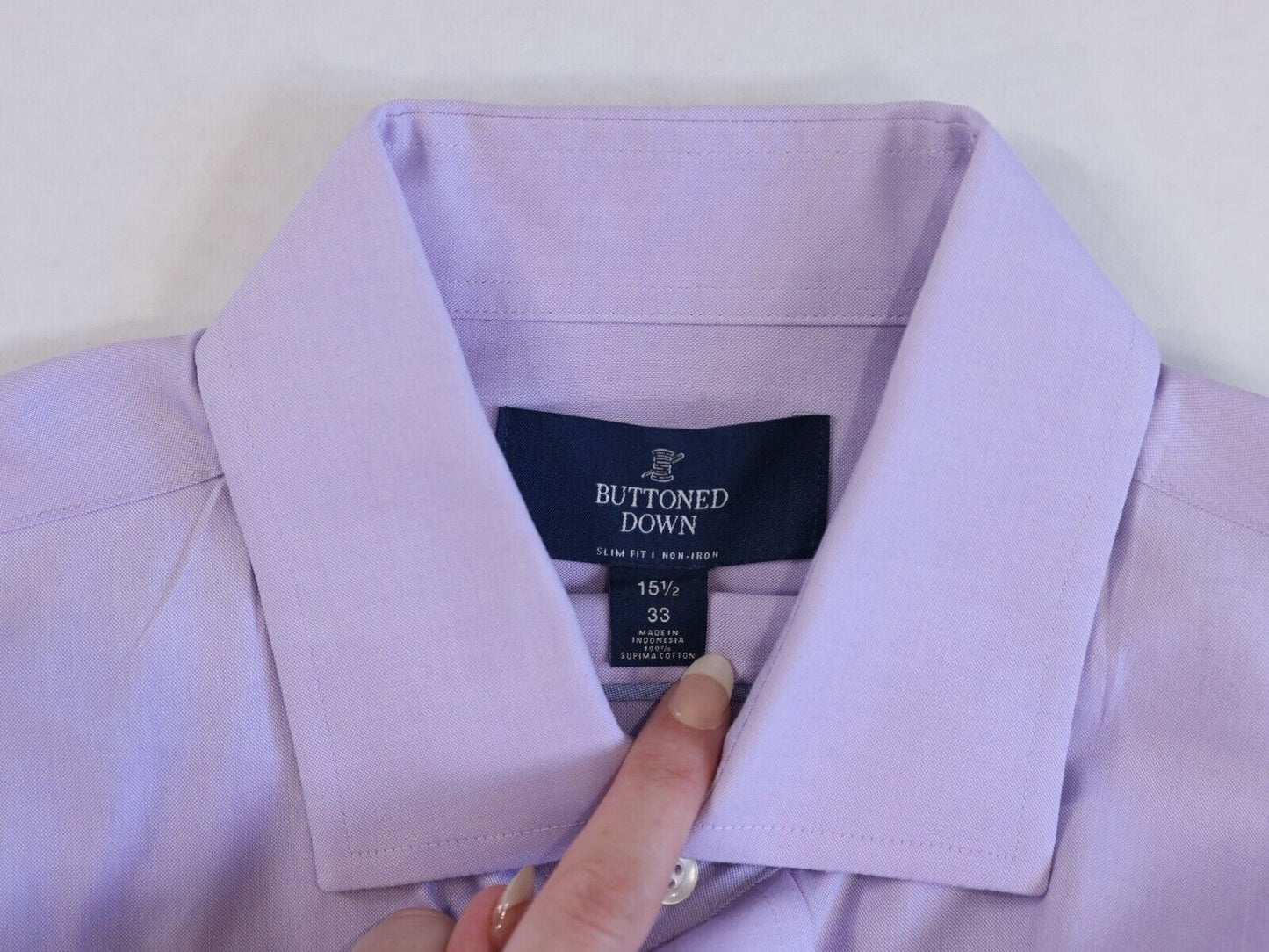 Button Down Slim Fit Dress Shirt Light Purple 15.5 33