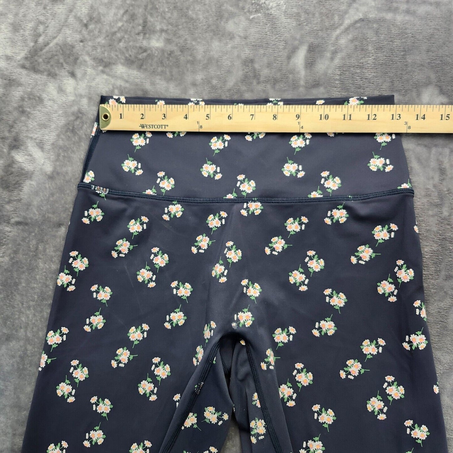 Aerie Offline Blue Gray Floral Biker Shorts Large Womens Athleisure Active