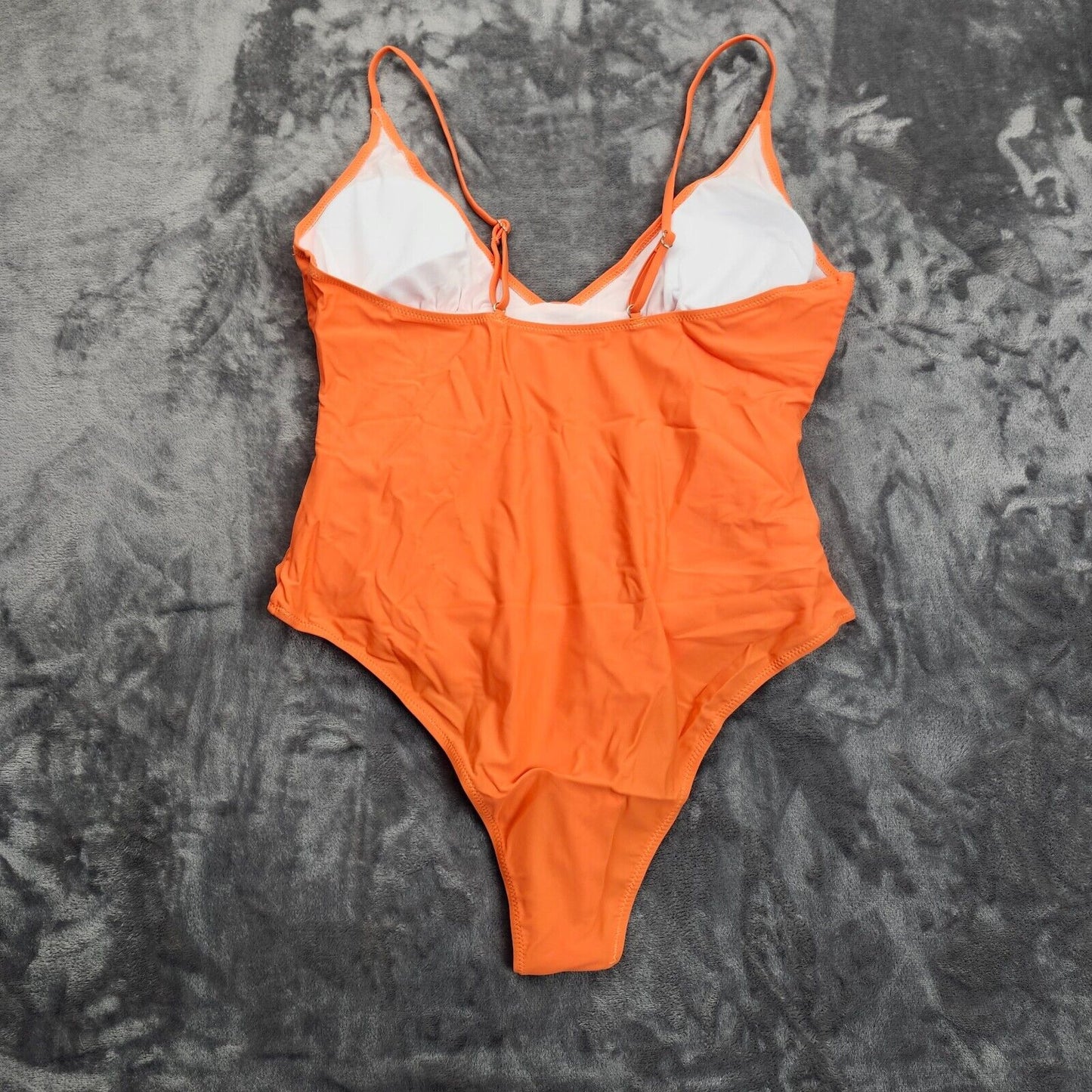 Cupshe Women's Orange Ruched One Piece Swimsuit Plunging Neckline Monokini, 2XL