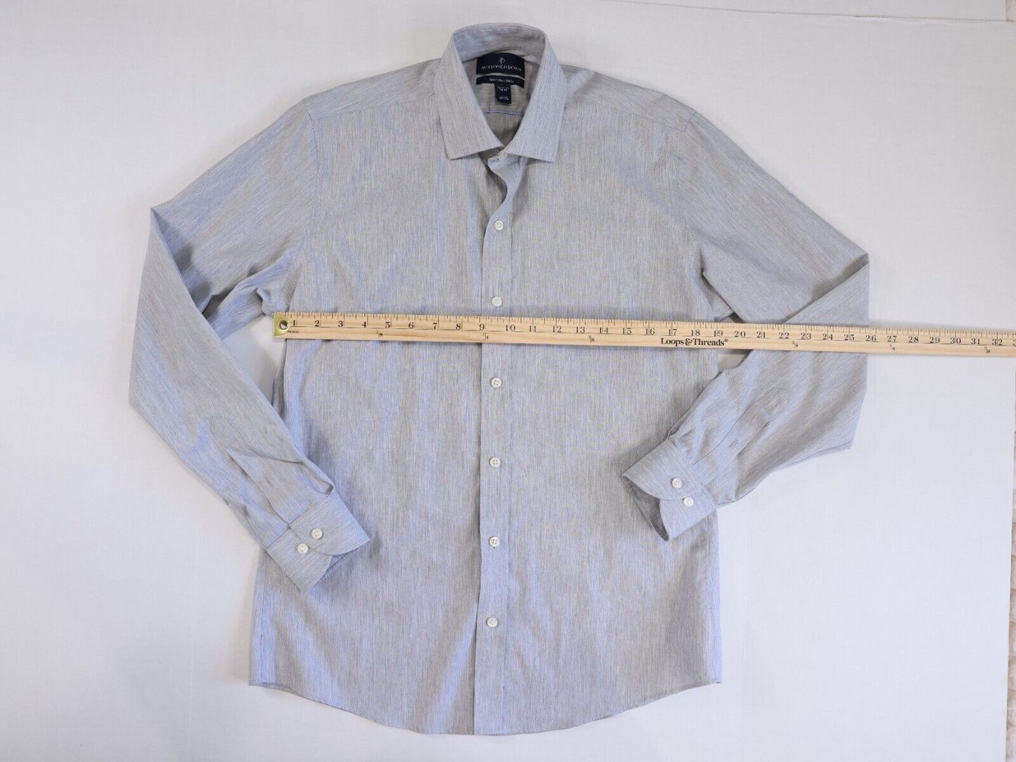 Button Down Slim Fit Dress Shirt Gray 15.5 34