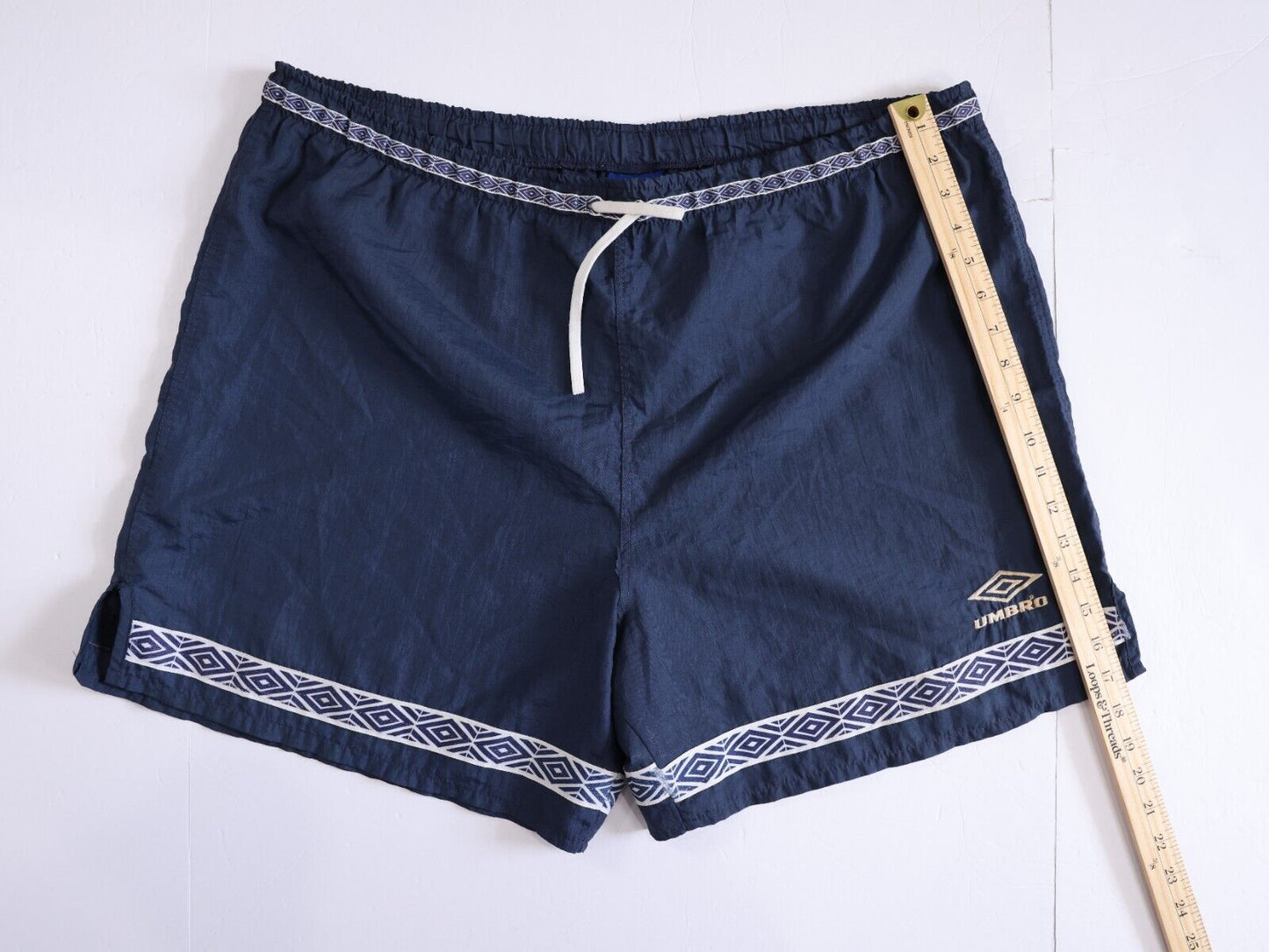 Vintage Umbro Soccer Shorts Blue with Pattern Size XL
