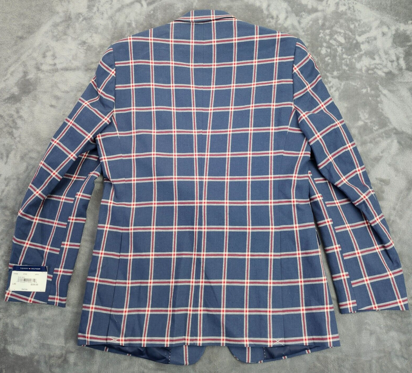 Tommy Hilfiger Mens Blazer Ethan Blue/Red E7152 L40 MSRP $295